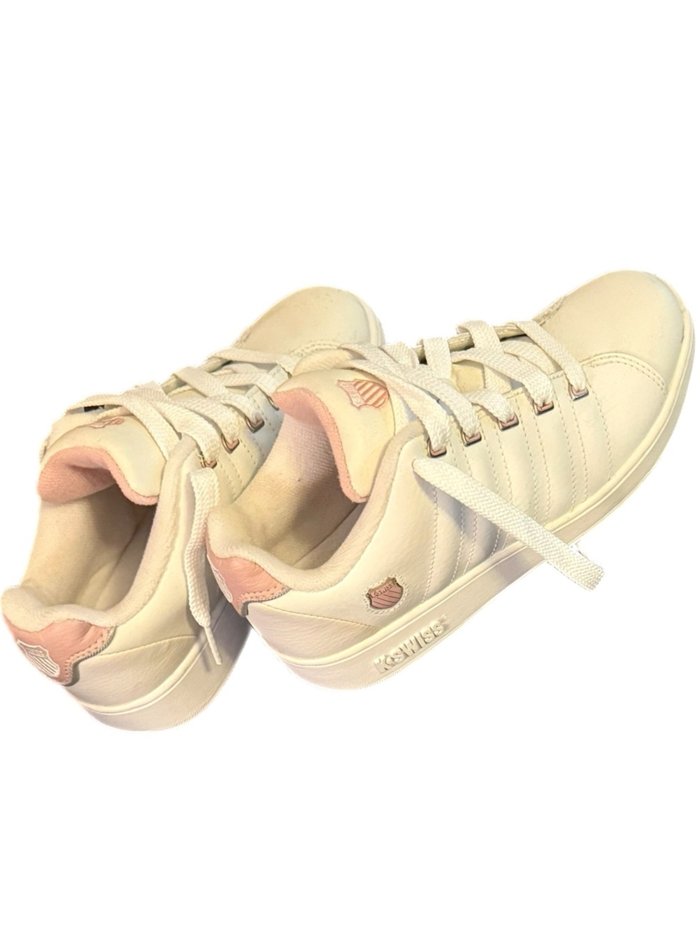 K-Swiss Classic White Athletic Sneakers w Light Pink Accent  in size 6 1/2 NIB - Picture 12 of 17